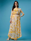 Plus Size Women's Printed Anarkali Kurti & Dupatta Set with Belt